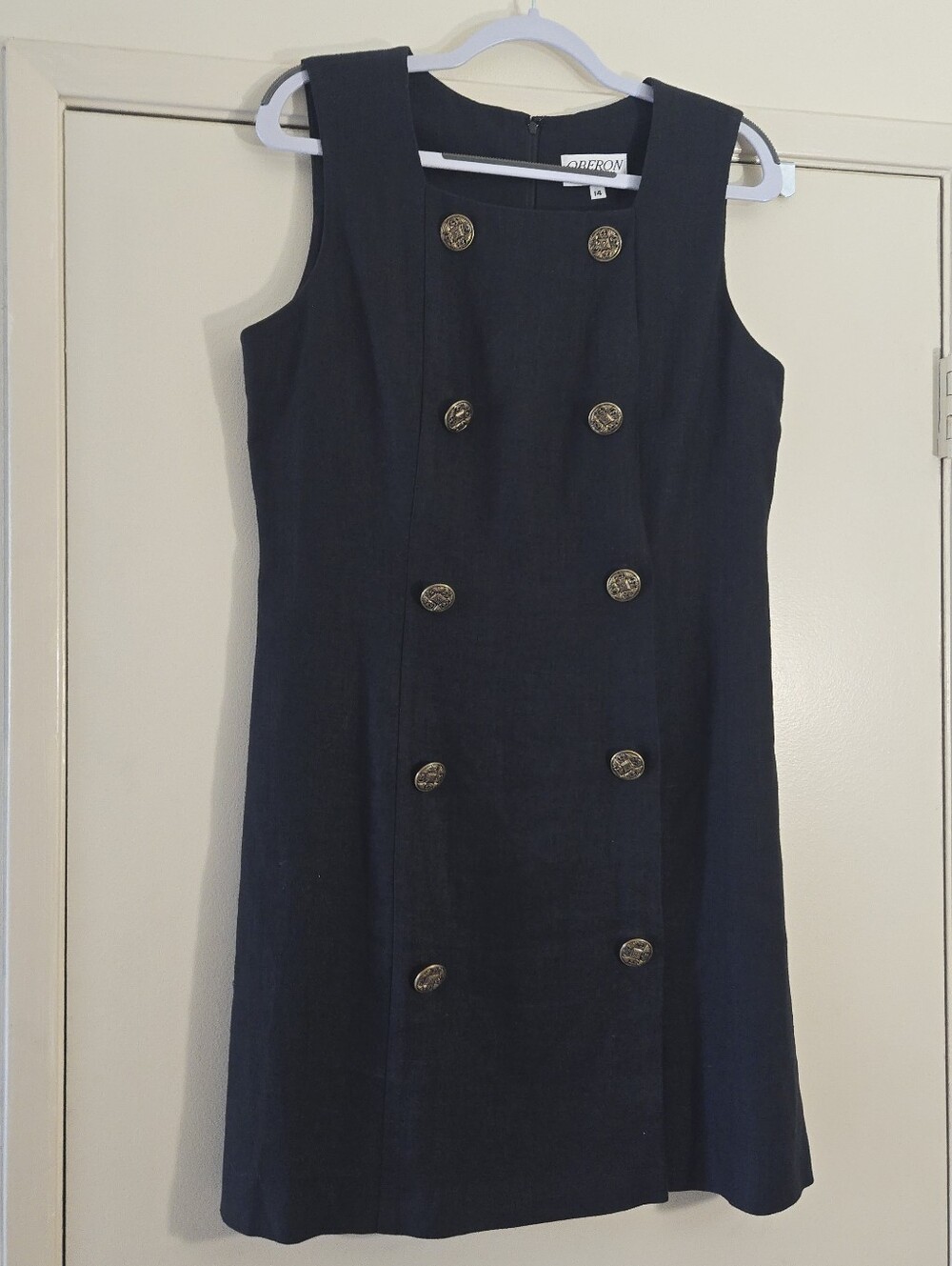 Vintage Oberon New York Charcoal Sleeveless Mini Shift Dress Size 14